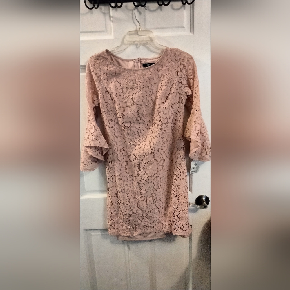 R&K Blush Lace Long Sleeve Dress